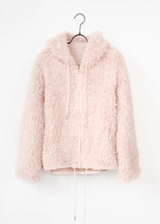 Curly Faux Fur Jacket with Hood