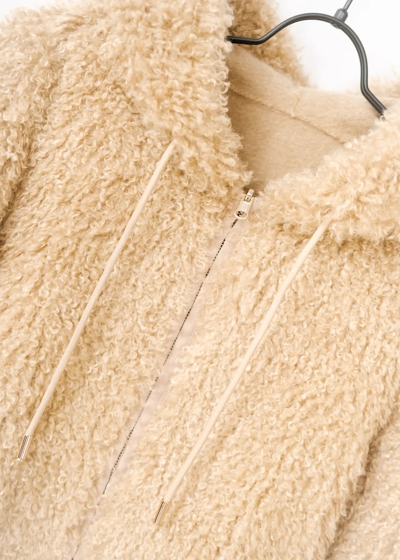 Curly Faux Fur Jacket with Hood