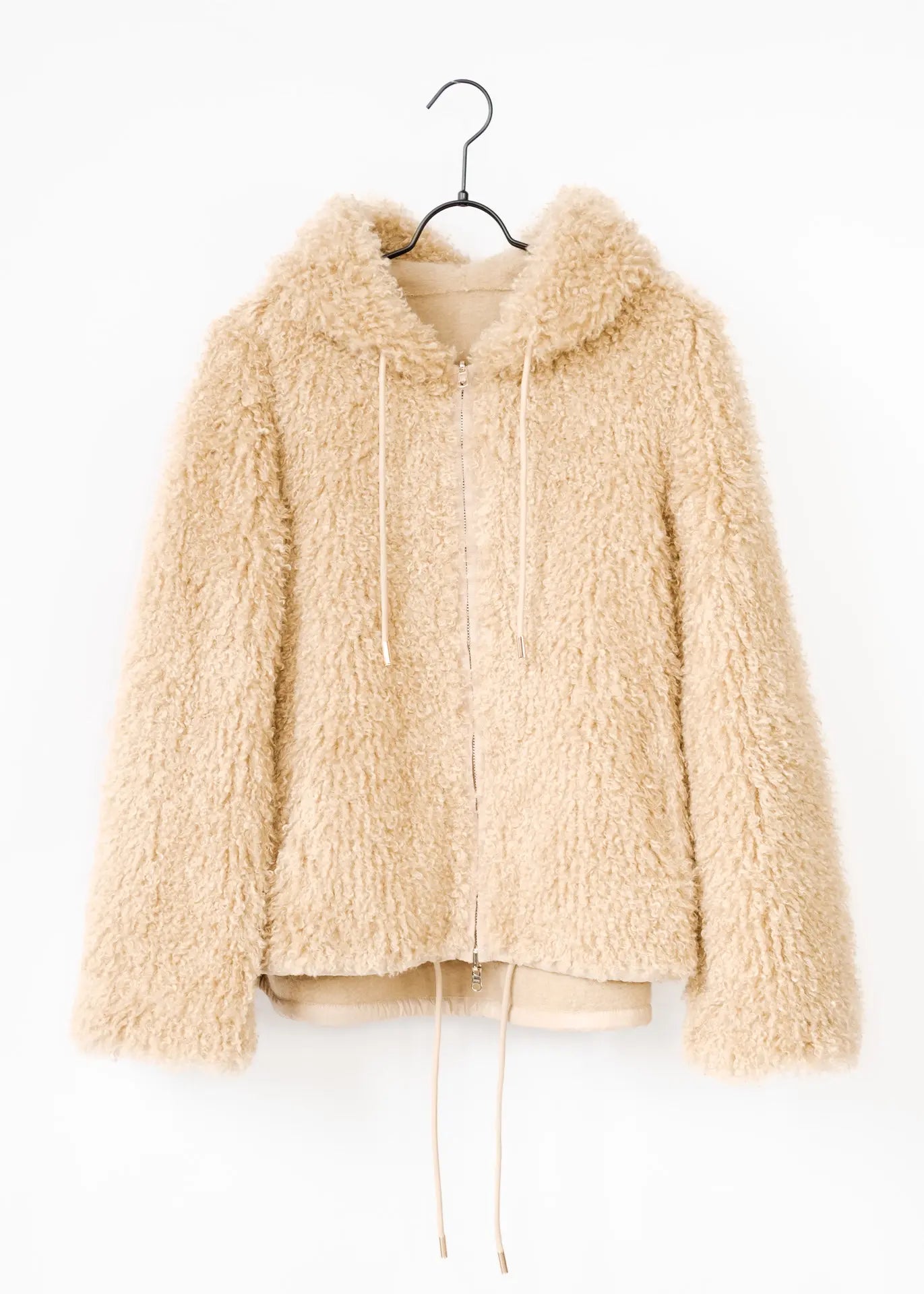 Curly Faux Fur Jacket with Hood