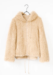 Curly Faux Fur Jacket with Hood