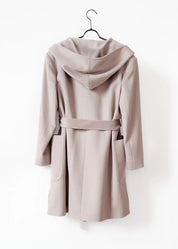 Long wool jacket with hood