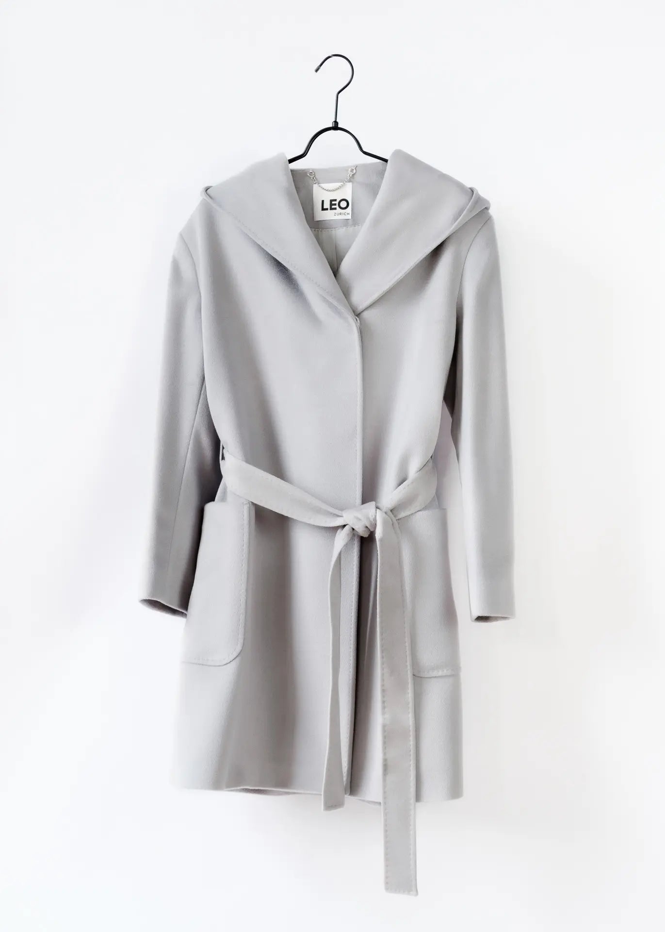 Long wool jacket with hood