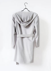 Long wool jacket with hood