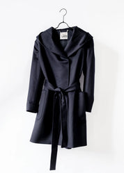 Long wool jacket with hood