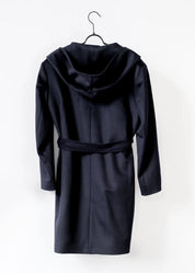 Long wool jacket with hood