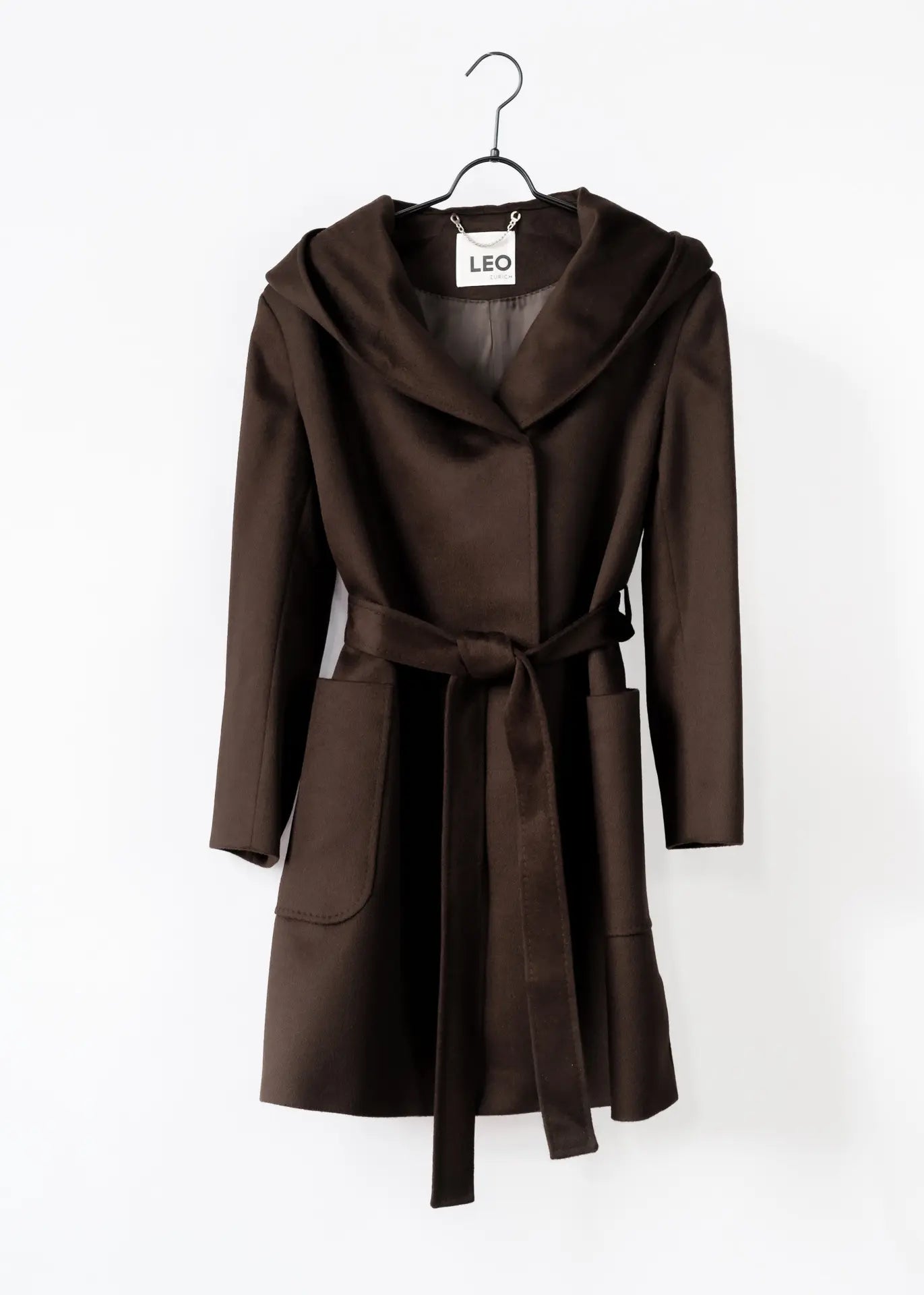 Long wool jacket with hood