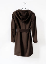 Long wool jacket with hood