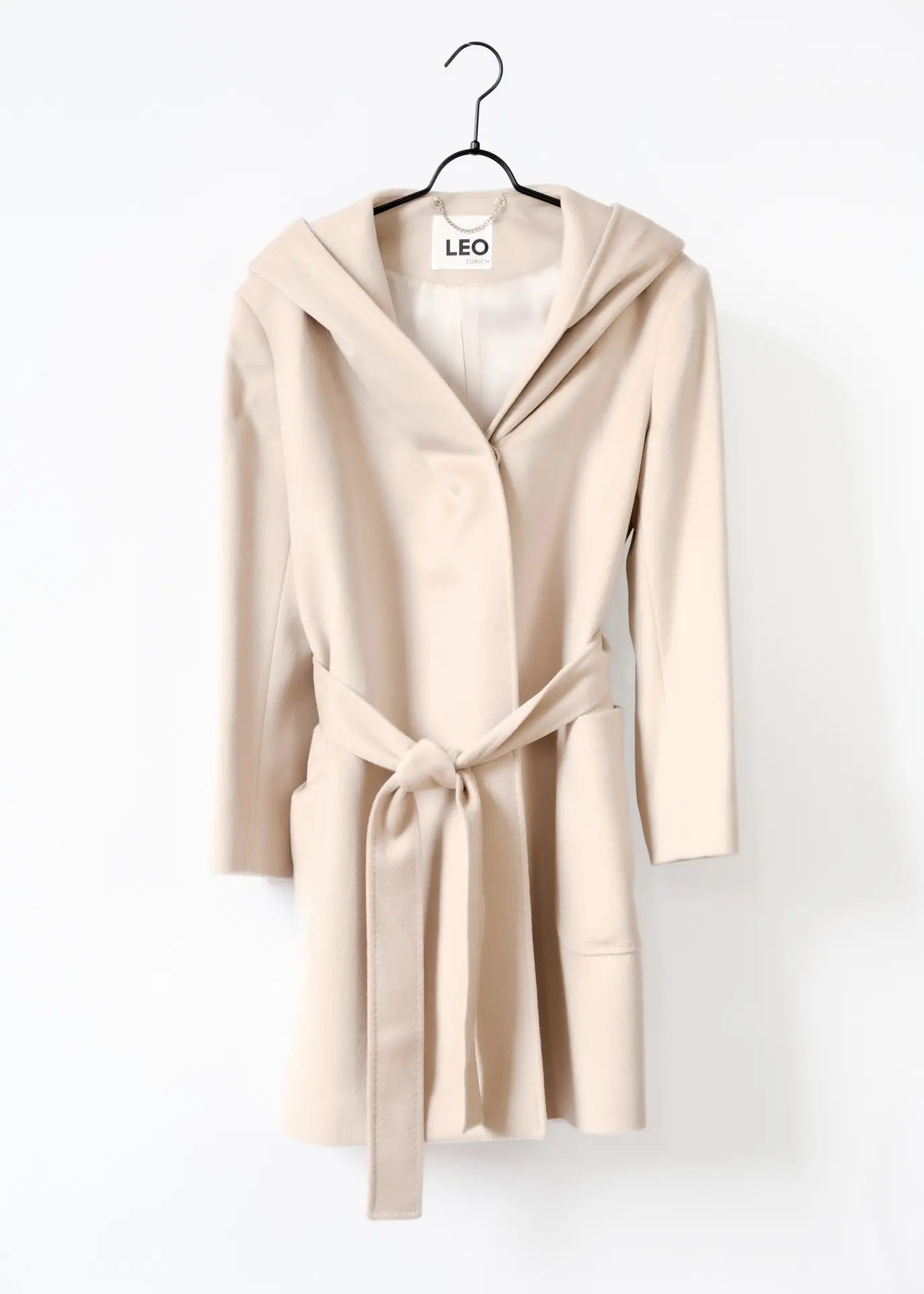 Long wool jacket with hood