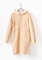 Suede lambskin coat with hood