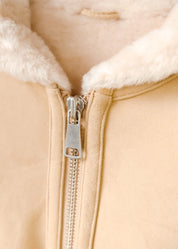 Suede lambskin coat with hood