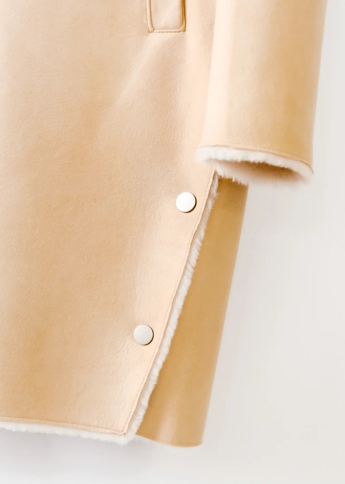 Suede lambskin coat with hood