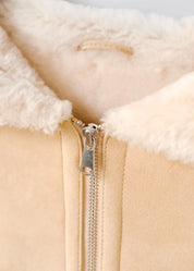 Suede lambskin coat with hood