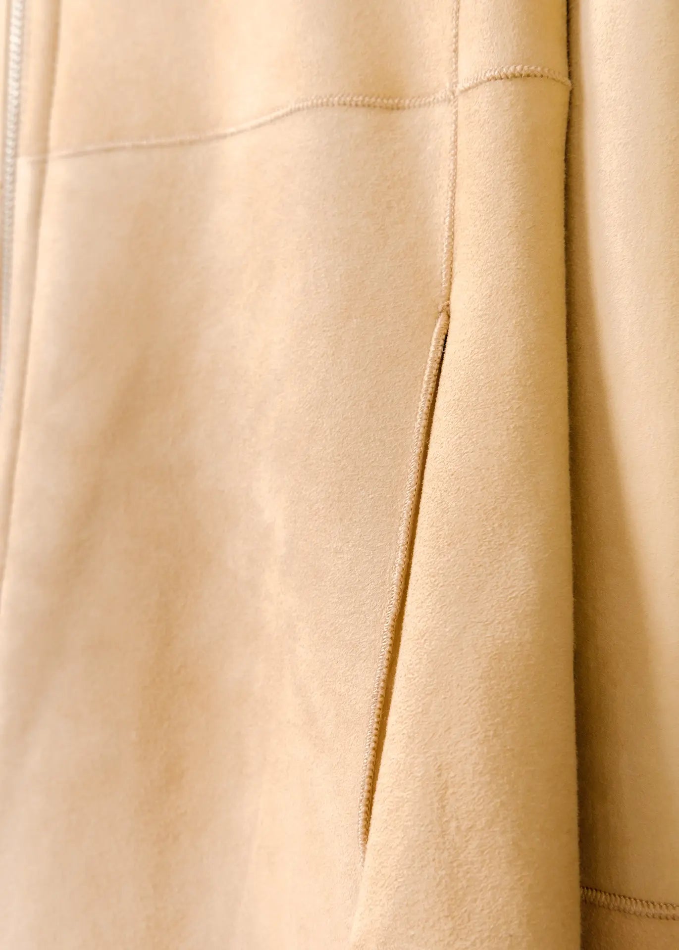 Suede lambskin coat with hood