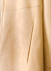 Suede lambskin coat with hood