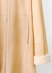 Suede lambskin coat with hood