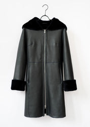 Lambskin coat with hood