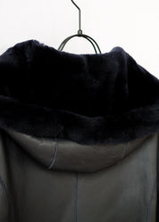 Lambskin coat with hood