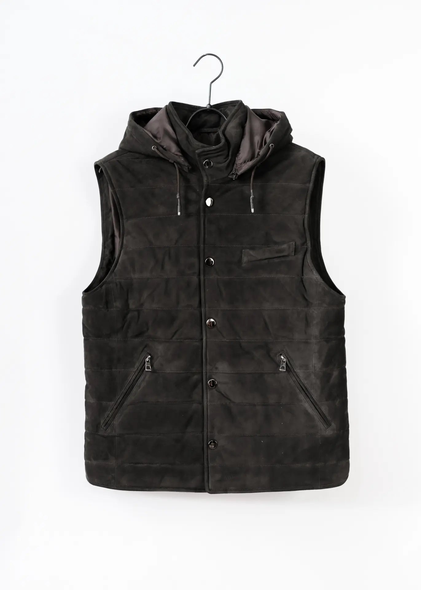 Wildleder Gilet mit Kapuze für Herren