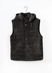 Wildleder Gilet mit Kapuze für Herren