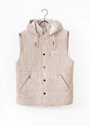 Wildleder Gilet mit Kapuze für Herren