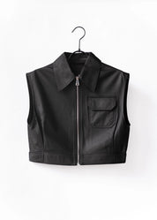 Cropped gilet made of vegan leather