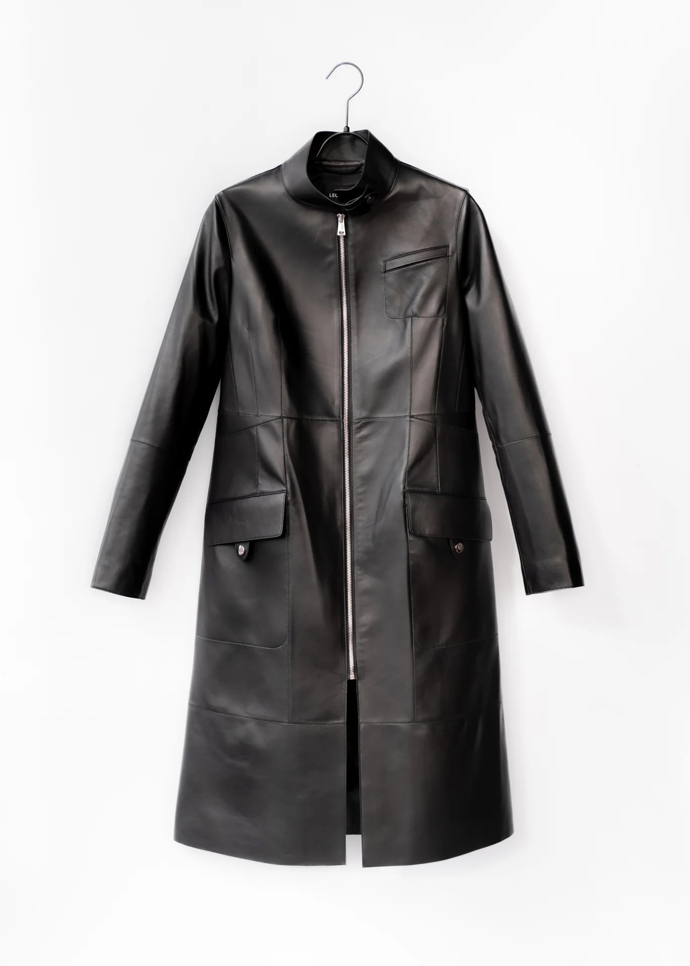 Minimalist leather coat