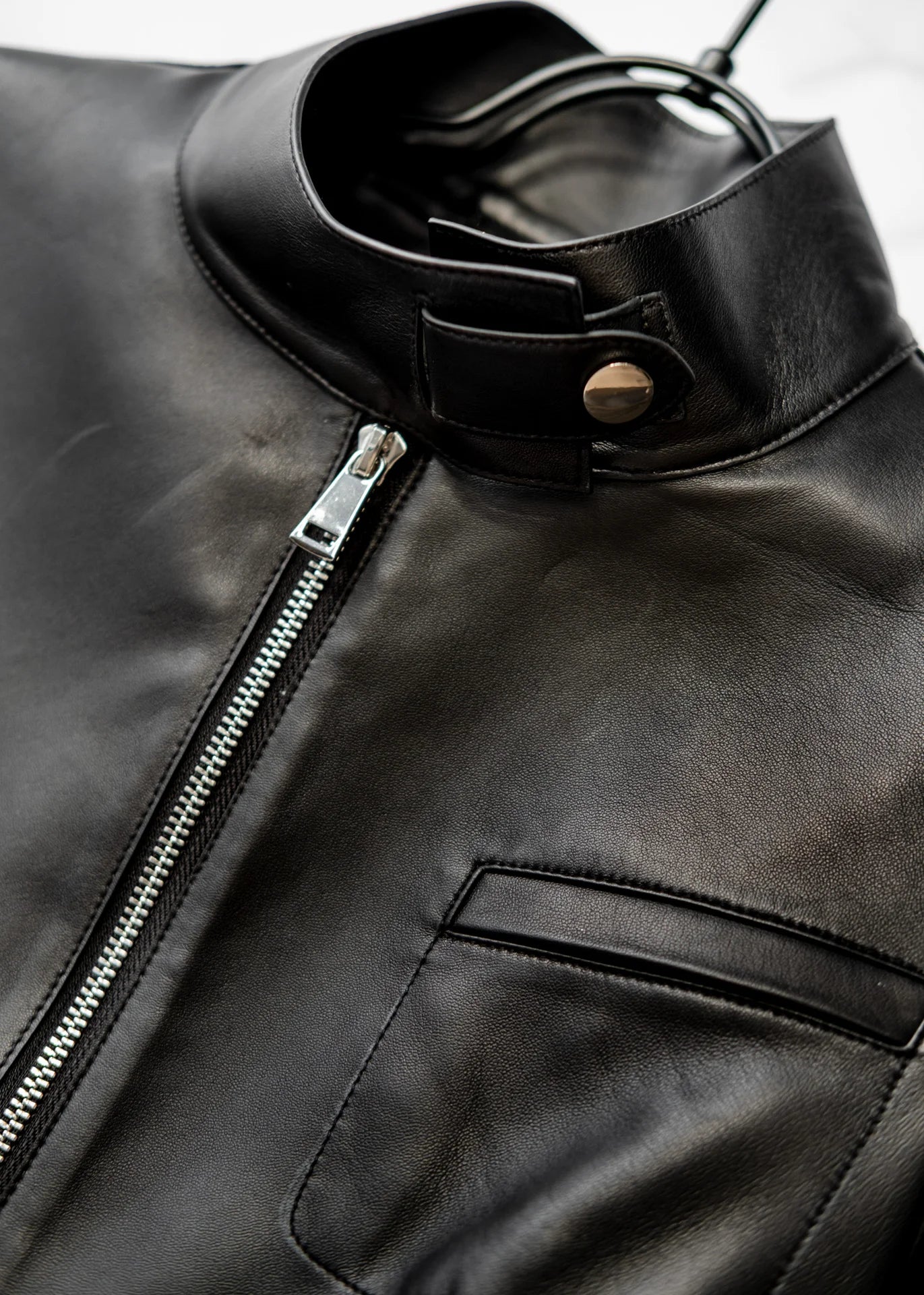 Minimalist leather coat