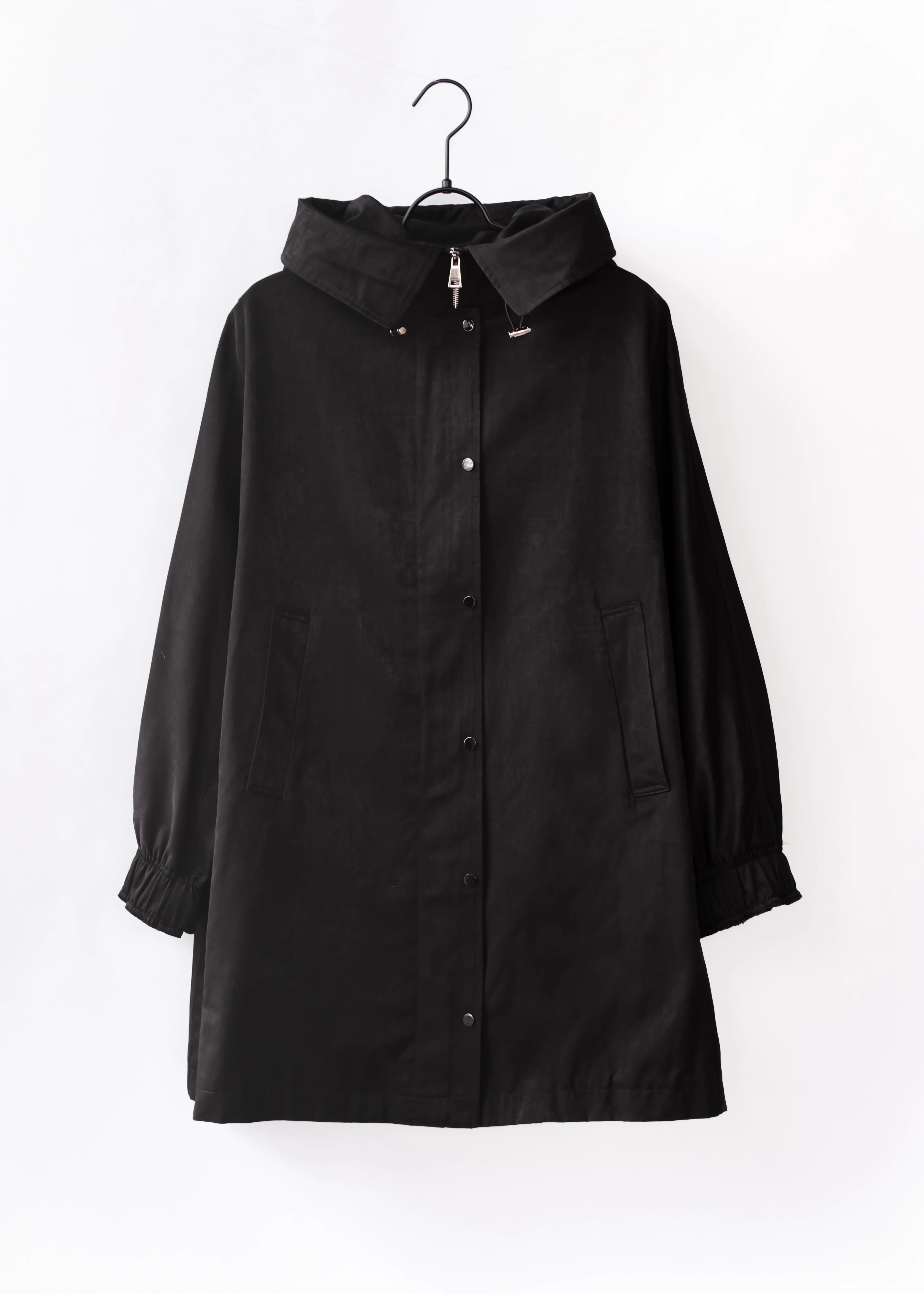 Minimalist hooded trench jacket