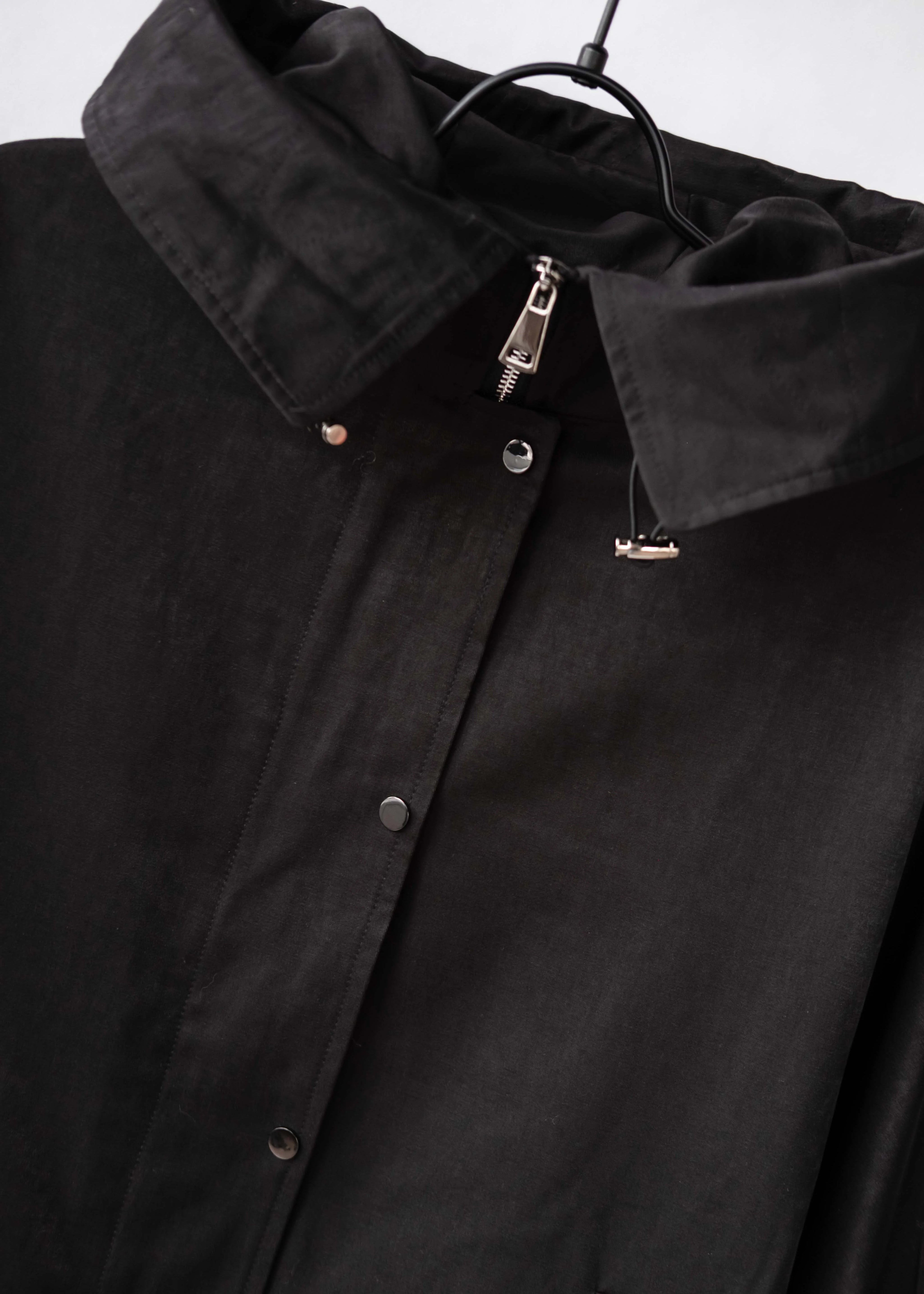 Minimalist hooded trench jacket