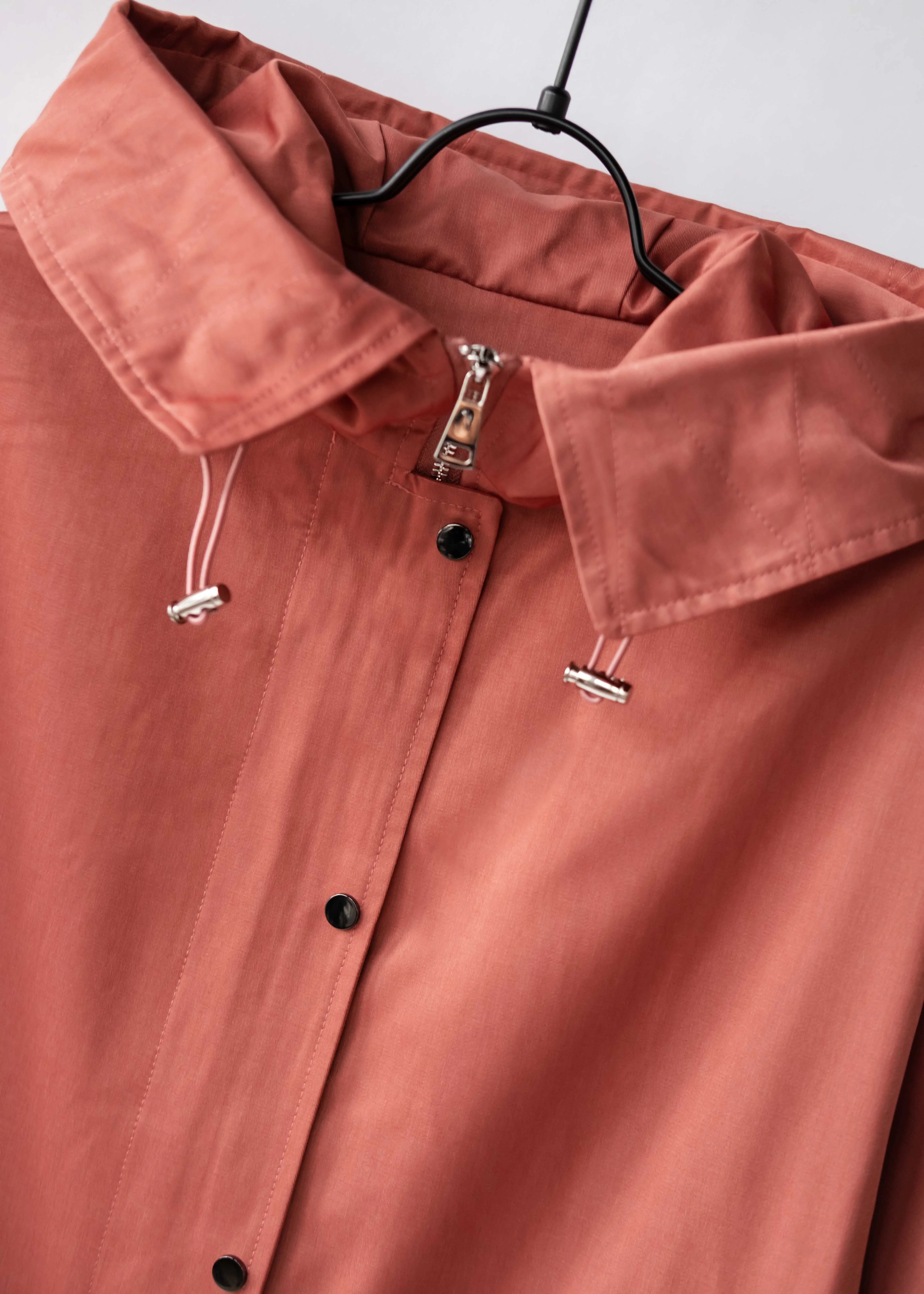 Minimalist hooded trench jacket