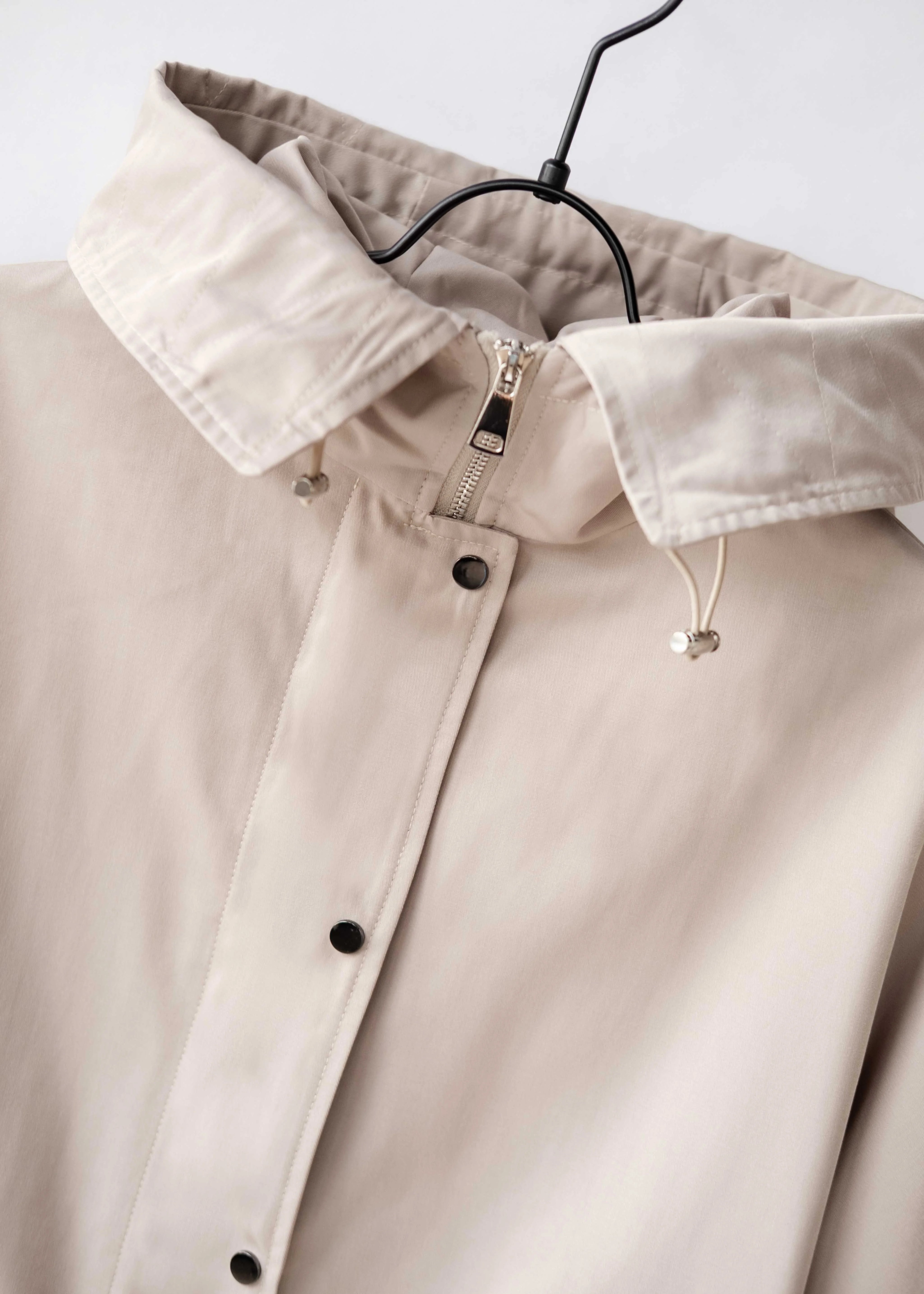 Minimalist hooded trench jacket