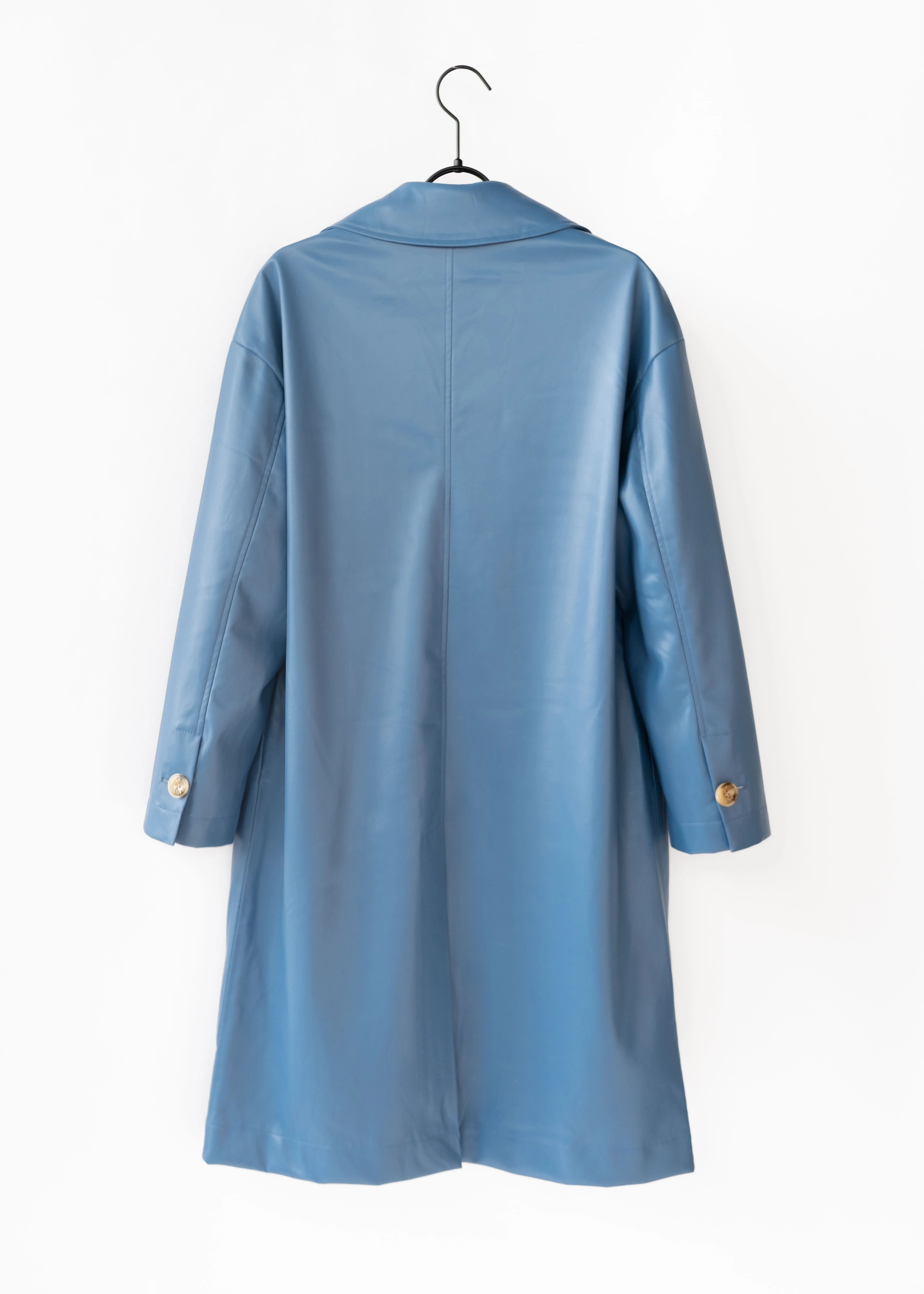 Modern coat made of vegan leather