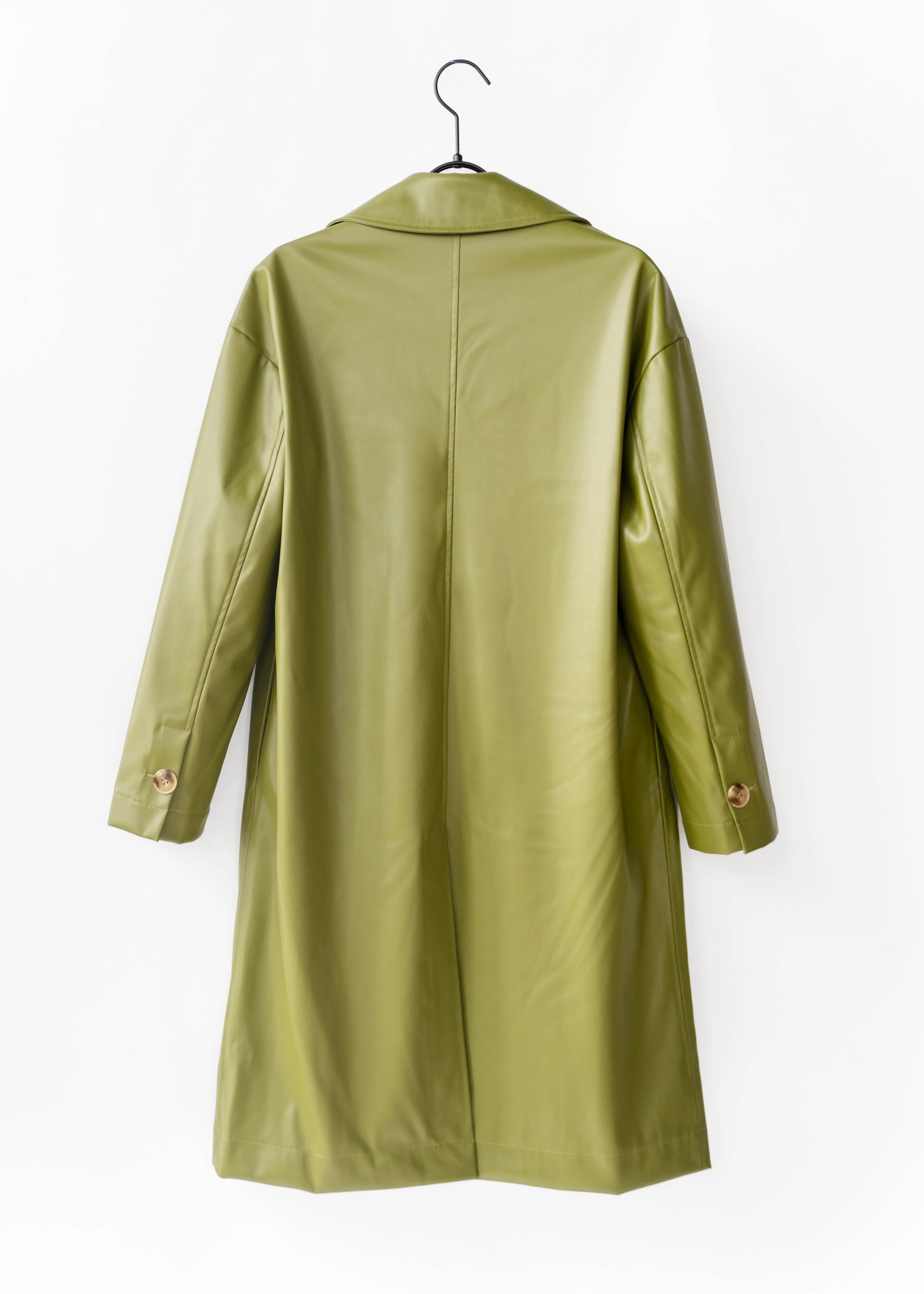 Modern coat made of vegan leather