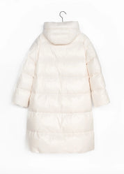 Langer Daunenmantel mit Kapuze