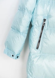 Langer Daunenmantel mit Kapuze