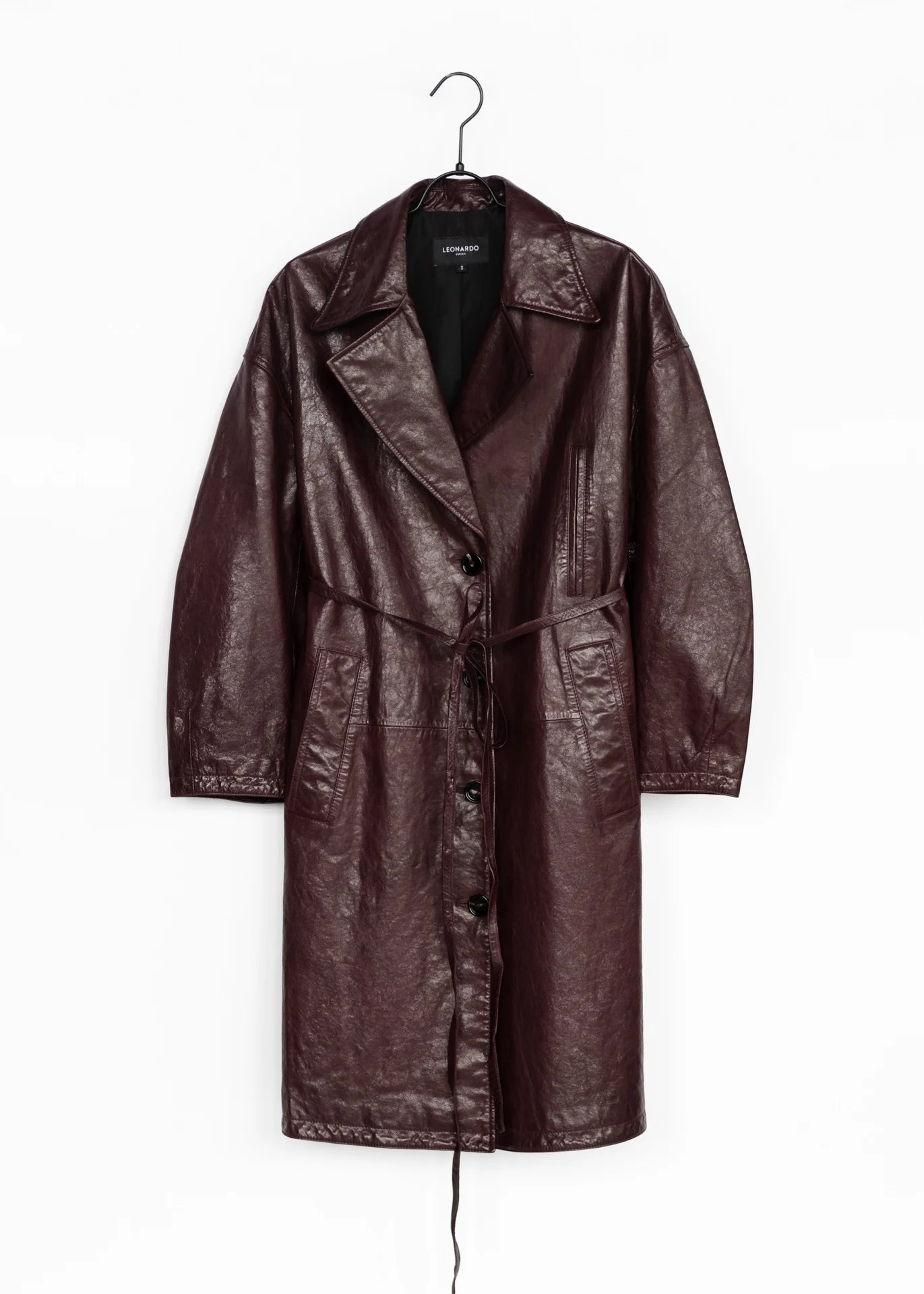 Leather Coat with Stand Collar