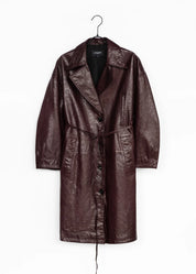 Leather Coat with Stand Collar