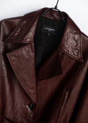 Leather Coat with Stand Collar