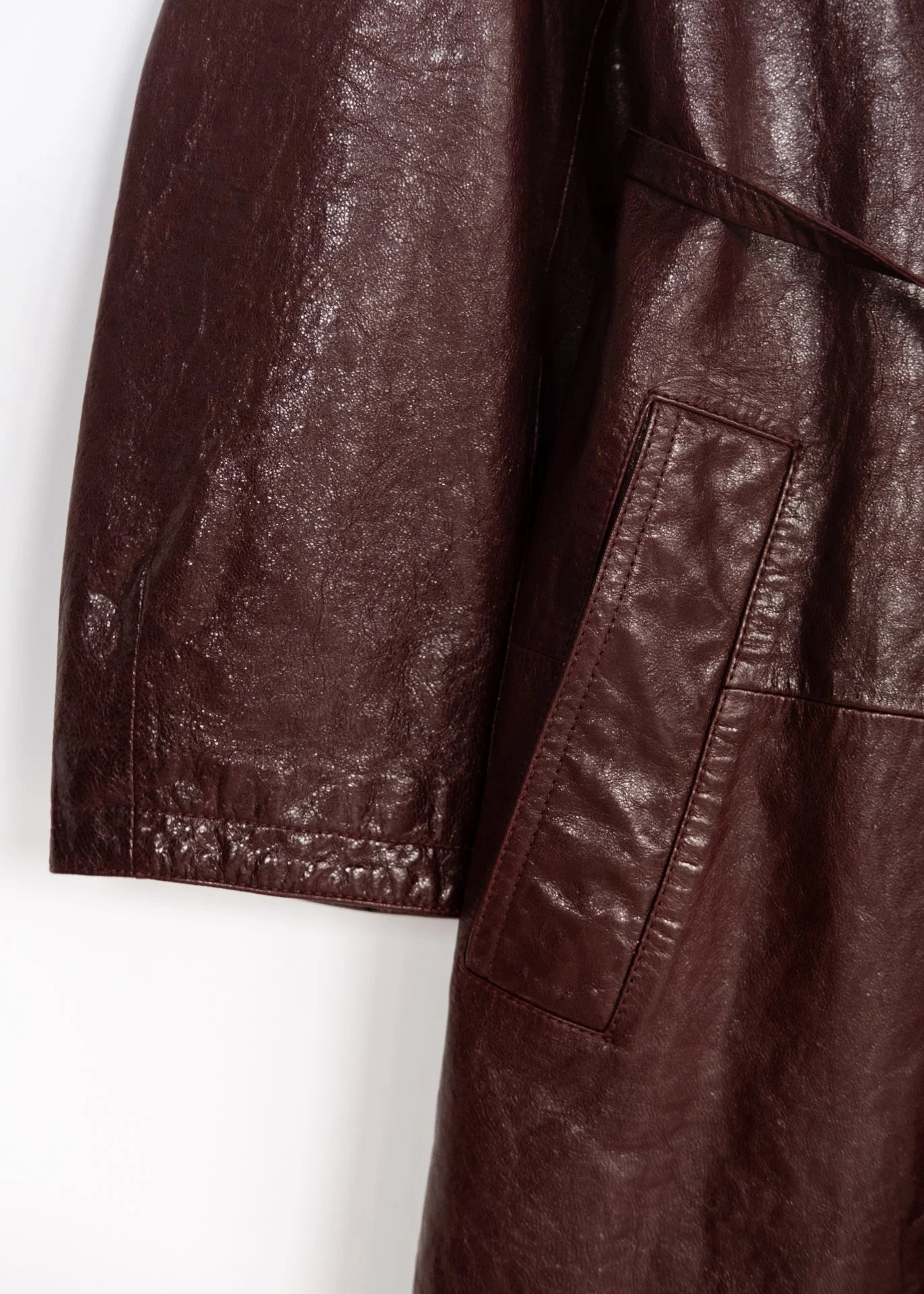 Leather Coat with Stand Collar