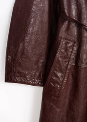 Leather Coat with Stand Collar