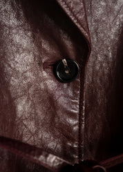 Leather Coat with Stand Collar