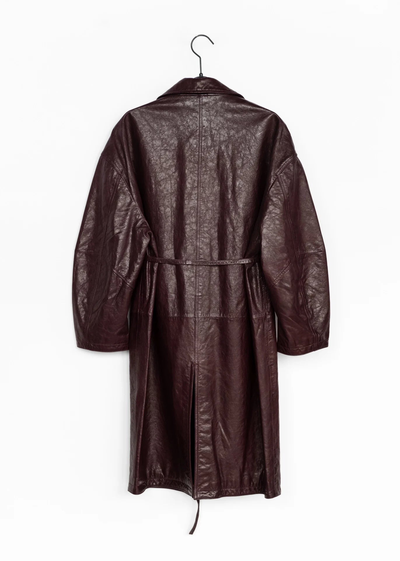 Leather Coat with Stand Collar