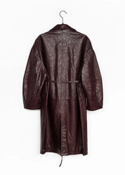 Leather Coat with Stand Collar