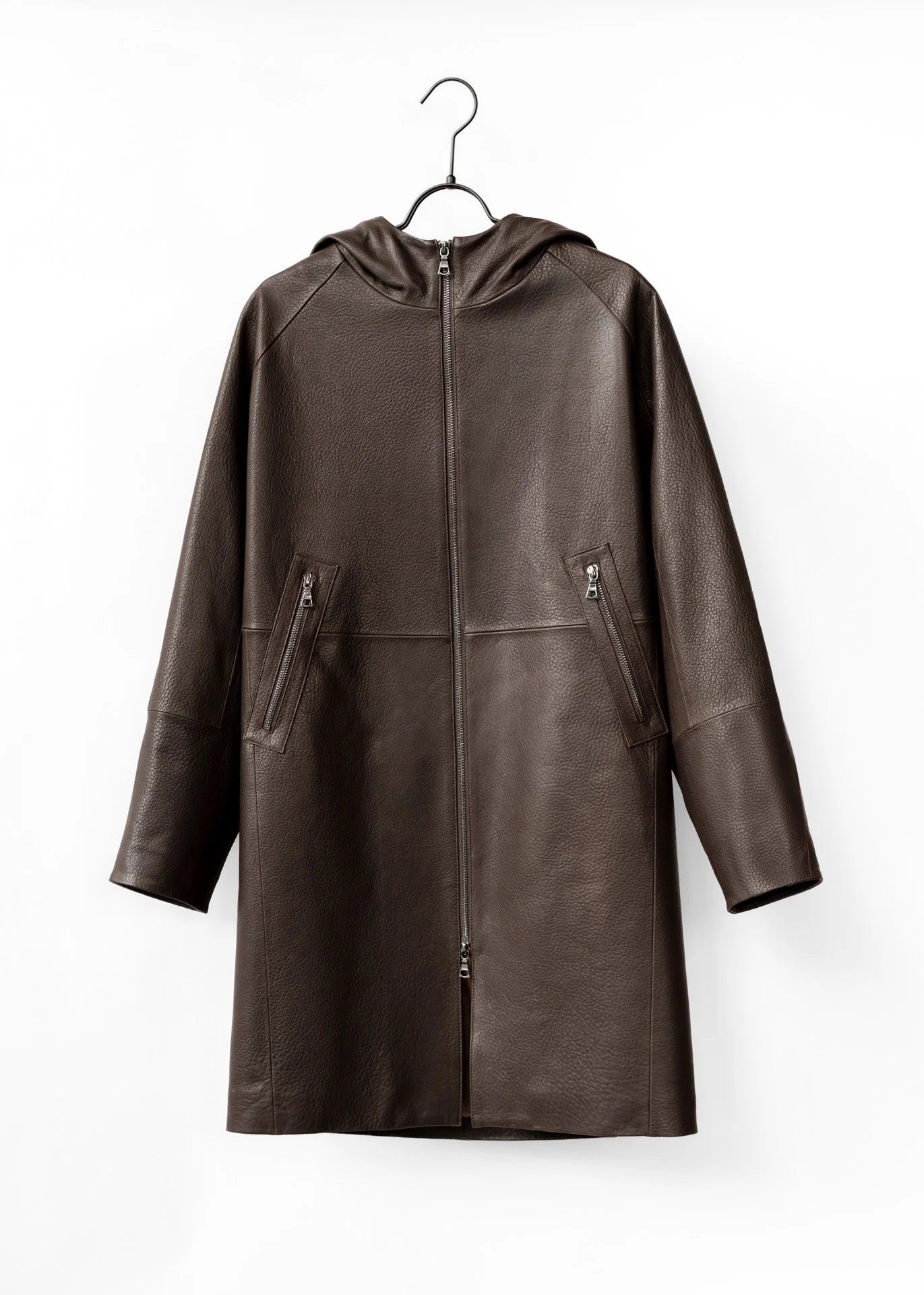 Ledermantel mit Kapuze