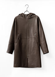 Ledermantel mit Kapuze
