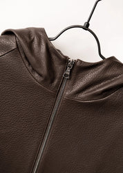 Ledermantel mit Kapuze