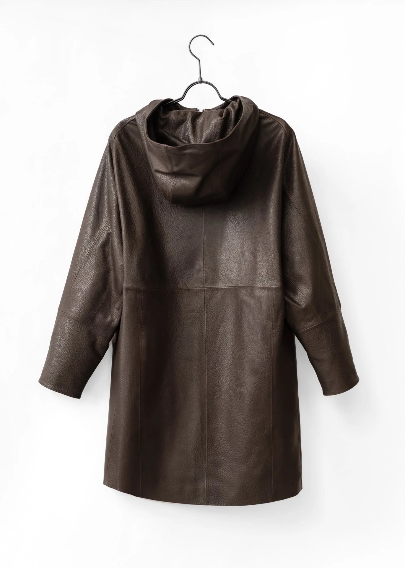 Ledermantel mit Kapuze