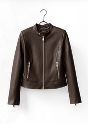 Lederjacke mit Stehkragen