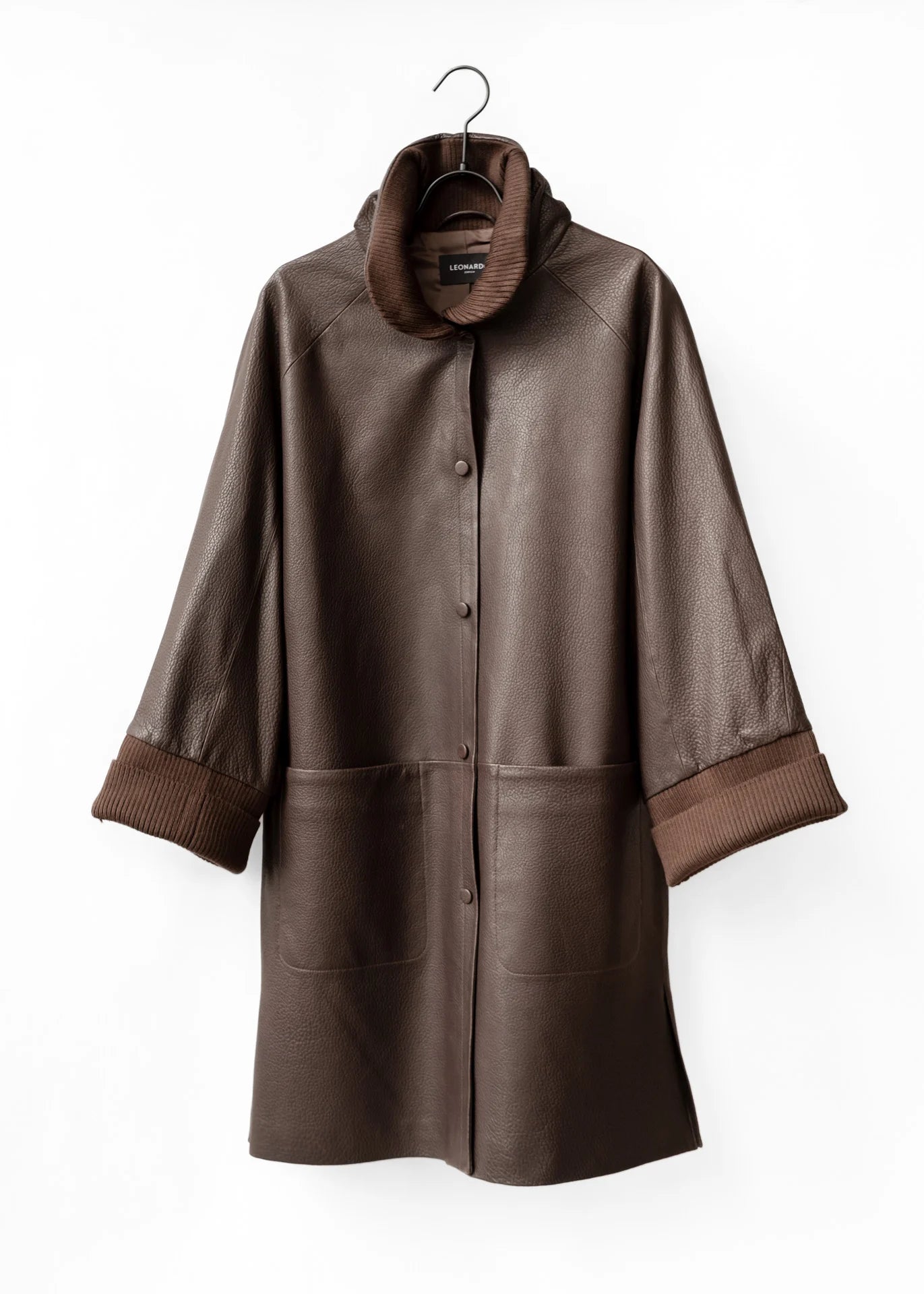 Ledermantel mit Stehkragen