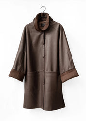 Ledermantel mit Stehkragen